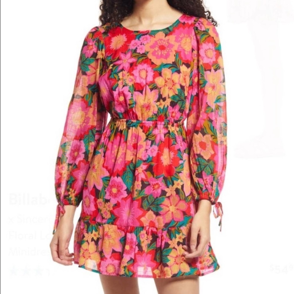 Billabong x Sincerely Jules Heaven Sent colorful floral open back mini dress